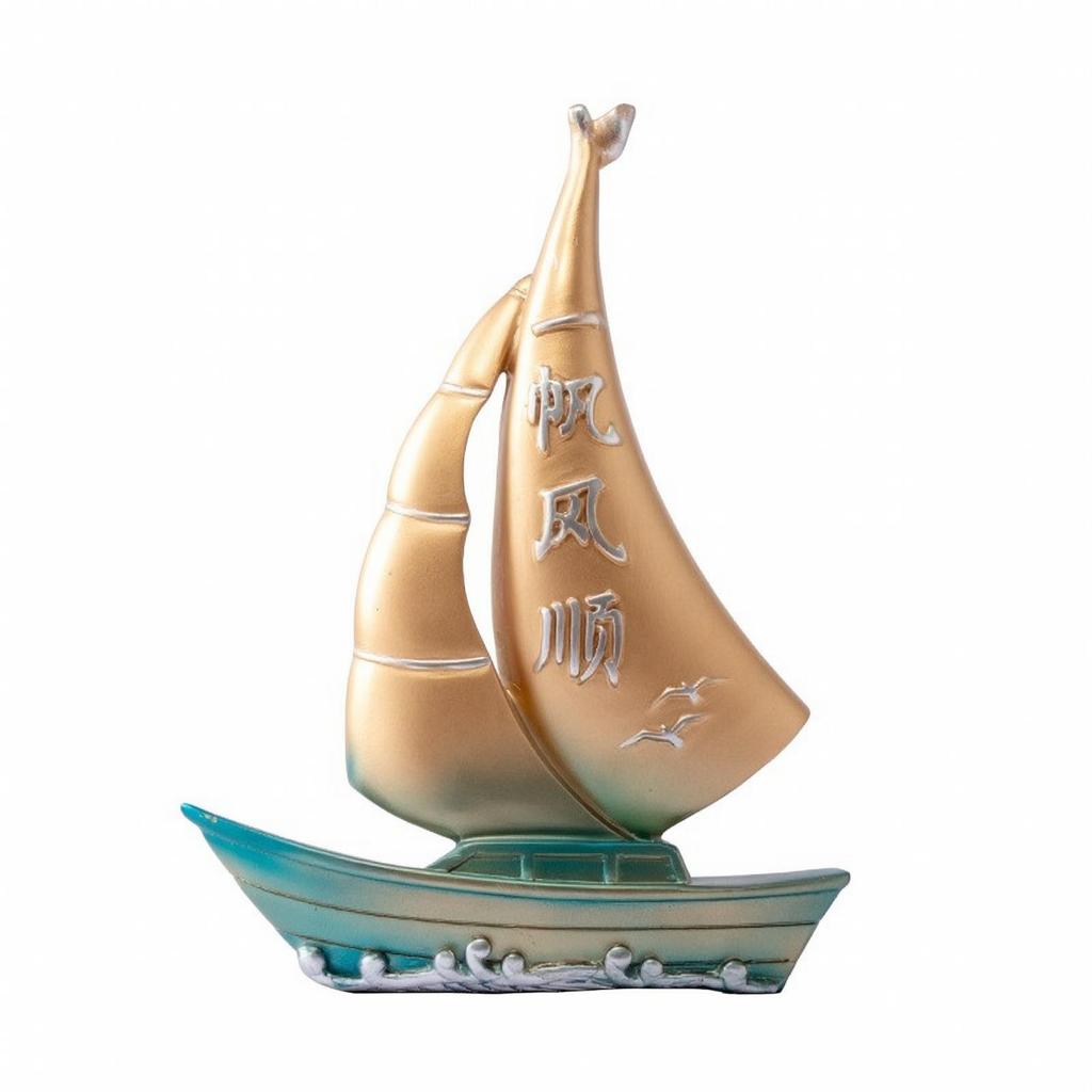 Decorative Sailing Ship Ornament | Nautical, Resin Sailboat Sculpture, for Entryway Table S
