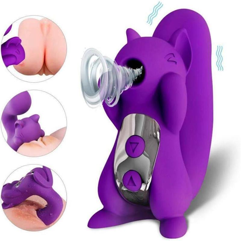 Squirrel Shape Licking Clitoris Stimulator Vibrators Tongue Sucker Nipple Vagina Vibrator for Women Masturbator Sucking Sex Toys