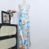 Australian Single Niche Design Sexy Gyaru Seaside Vacation Beach Long Dress Flower Print Backless Sling Dress