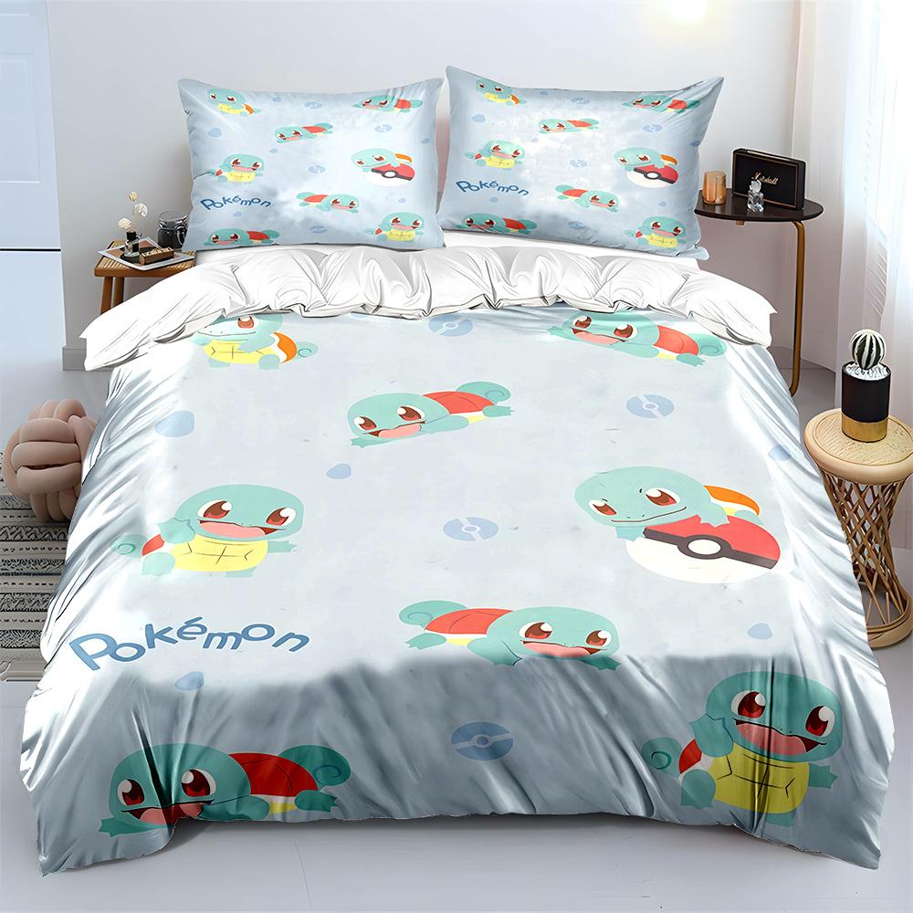 Anime Pokemon Squirtle Tištěný Měkký Povlak na Přikrývku Povlak na Polštář Ložní Souprava Děti Dospělí Pohodlná Postelová Souprava Jednolůžko King Ložní Souprava