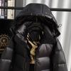 Gänsedaune neue Kapuzenmode dünn verdickt warm schwarz gold kurz Daunenjacke Damenmantel