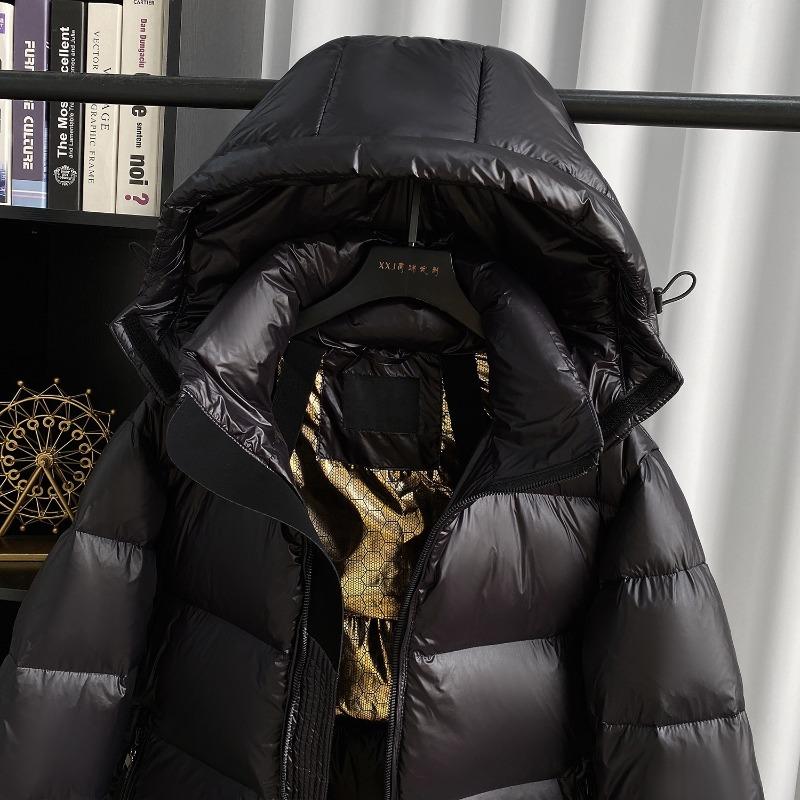 Gänsedaune neue Kapuzenmode dünn verdickt warm schwarz gold kurz Daunenjacke Damenmantel