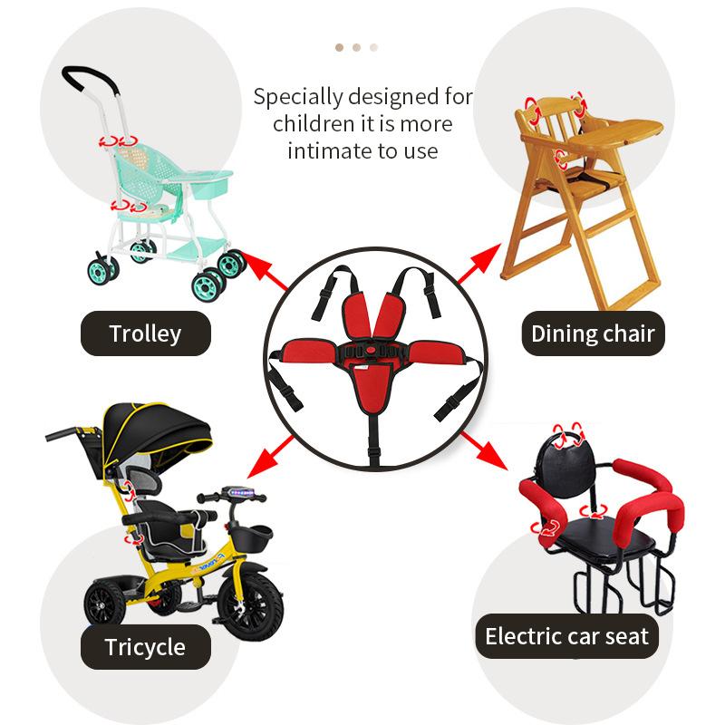 Nastavitelný pětibodový dětský bezpečnostní pás, dětský dětský bezpečnostní pás na jídelní židličku do kočárku