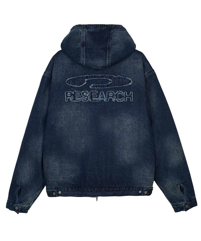 Fdr Heavy Denim Work Hood Quilting Jacket Blue