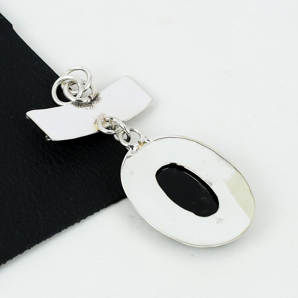 Natural Black Onyx Gemstone Silver Pendant In 925 Sterling Silver- Handmade Design, Everyday Wear Jewelry, Unique Black Onyx  Pendant Party Wear Gifts