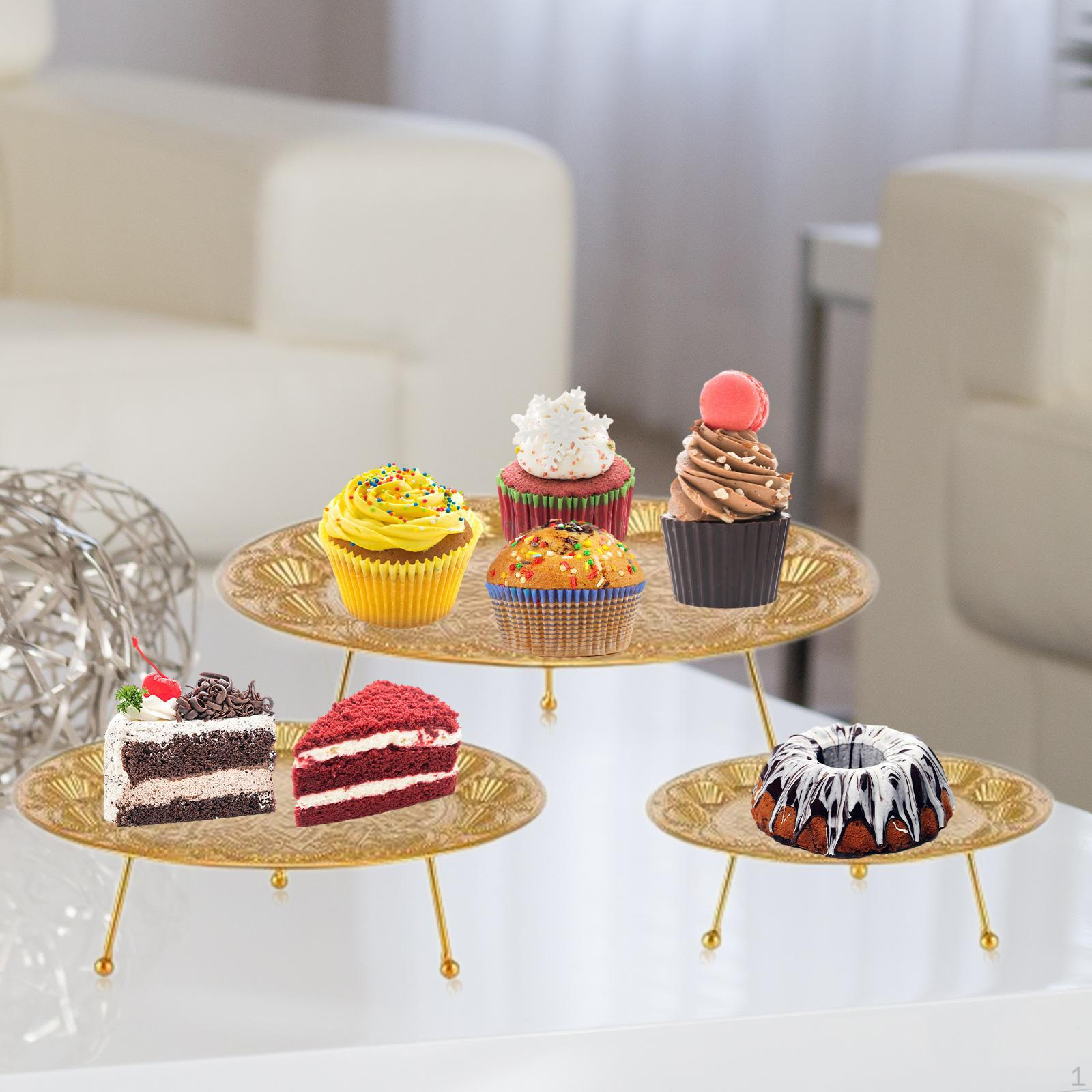 

3x Metal Cake Stand Dessert Serving Platter Food Decorative Tray for Buffet