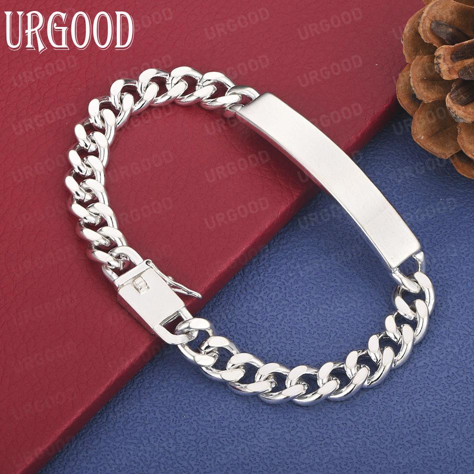 925 Sterling Silver 8mm Smooth Side Bracelet Fashion Wedding Jewelry
