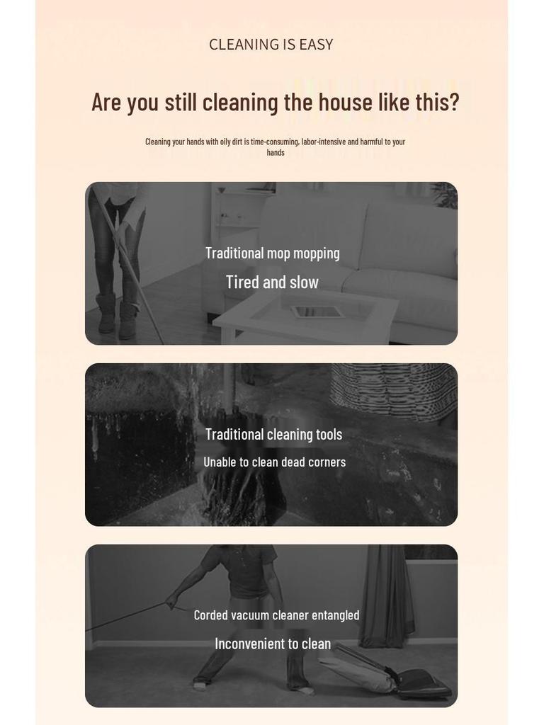 Bezprzewodowy ręczny odkurzacz i mop: 2-w-1 Ultra-cichy, Wysokie ssanie do dywanów