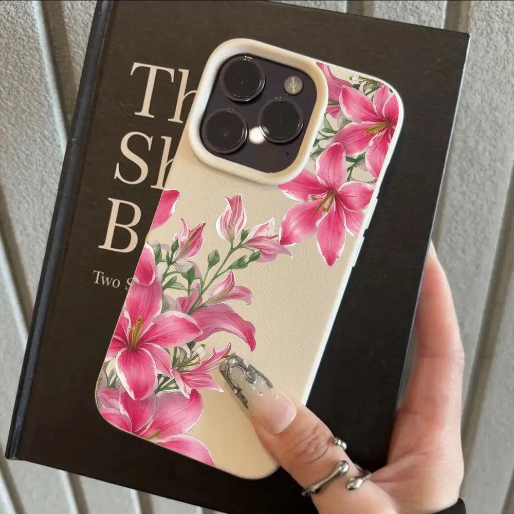 HOT Luxury Hibiscus Flower Lemon Lichee leather pattern Phone Case For iPhone 17 16 15 14 13 12 11 Air Pro Max Plus X XR XSMax