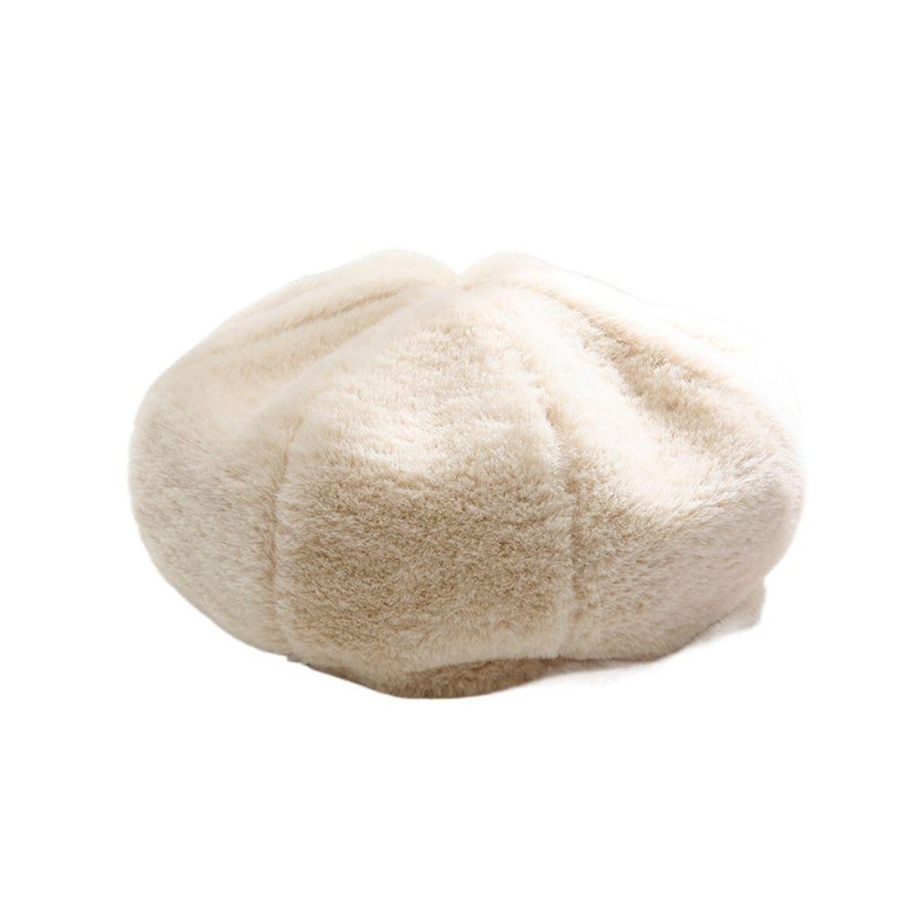 Fashionable Beret Soft and Skin Friendly Warm Hat Leisure Plush Hat  Summer