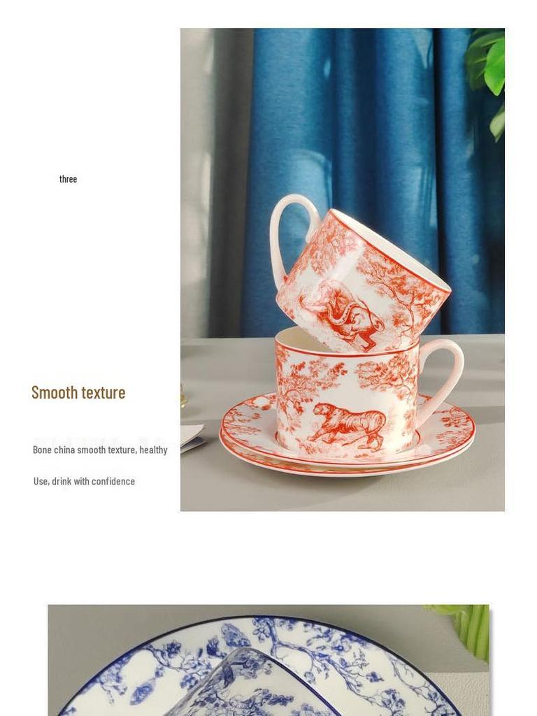 D Home Luxurious Coffee & Tea Set: Cup & Saucer for Two in Gift Box – Elegant Tableware for Afternoon Tea