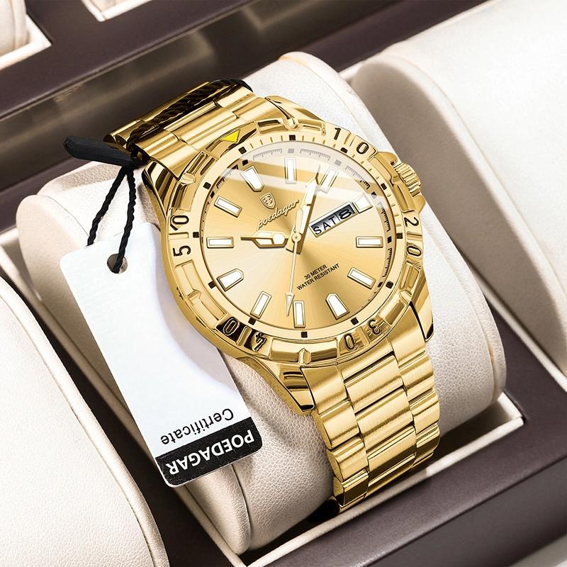 Luxury Man Watch Waterproof Luminous Date Week Men Watch Casual Male Clock Stainless Steel Sports Men's Quartz Watches