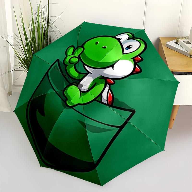 1 pz Ombrello Pieghevole Portatile Carino Mario Tasca Yoshi Apertura/Chiusura Automatica con Struttura a 8 Stecche per Donna/Uomo, Uso Stagione Unica a0901063