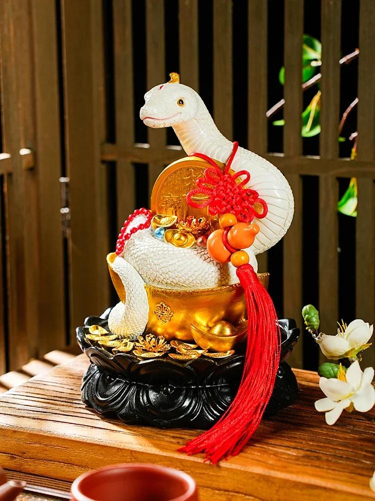 Home decoration accessories White Python Statue Wealth acquisition ornaments Viper  Zodiac Snake Resin handicrafts 1pcs