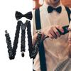 Popular Sequins Suspenders and Bowtie Set for Male with Metal Clip Weddings and Theme Parties Costume Neckwear Accessory
