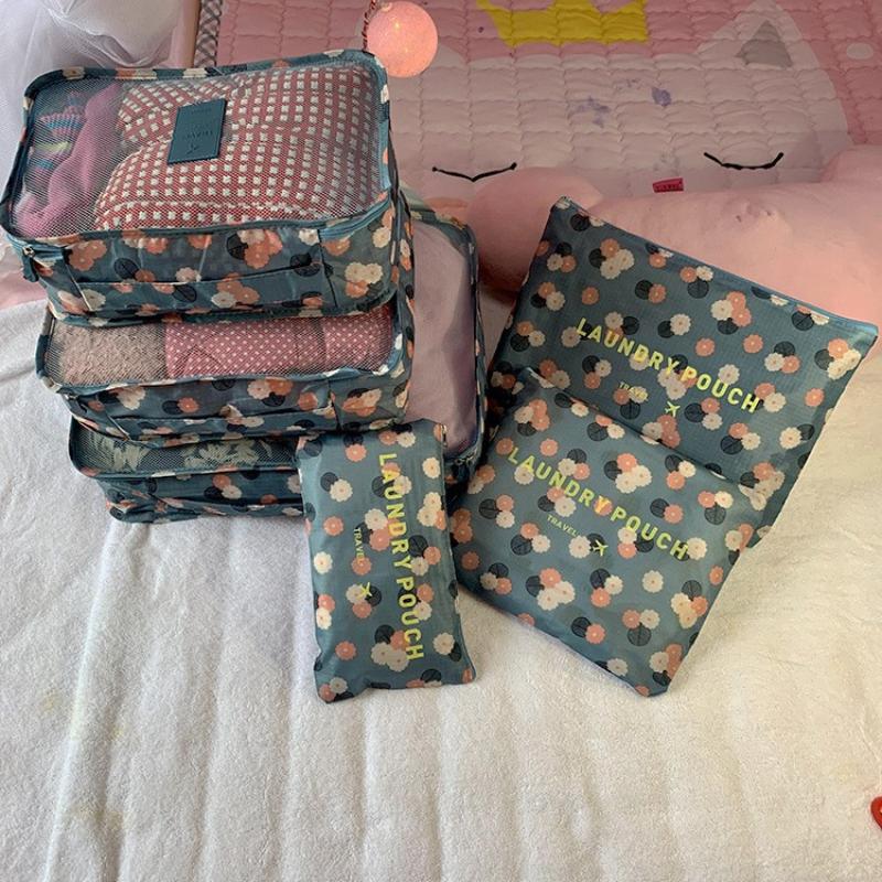 6-Piece Large Size Travel Organizer Portable Suitcase Organizer Clothes Shoes Makeup Bag Luggage Organizer Travel Storage Bag