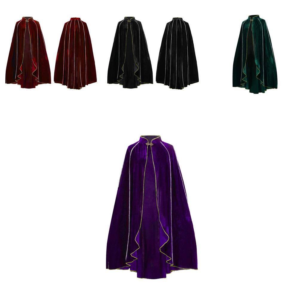 Halloween Cape With Stand Collar And Velvetlike Material For Cosplay And Parties