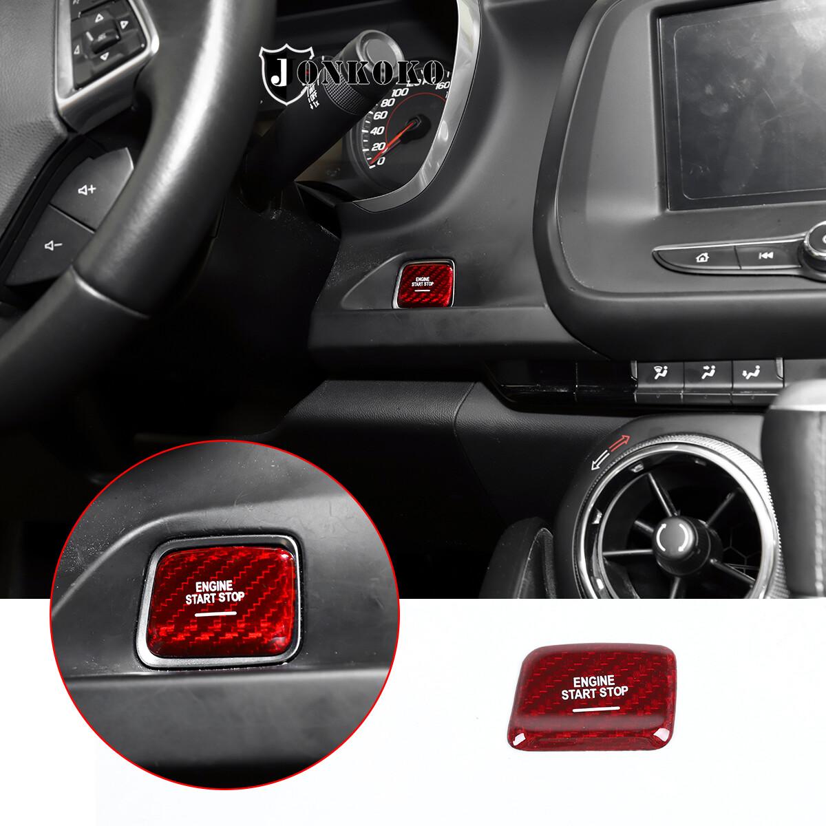 Red Real Carbon Fiber Engine Start/Stop Push Button Cover for 14-19 C7 Corvette