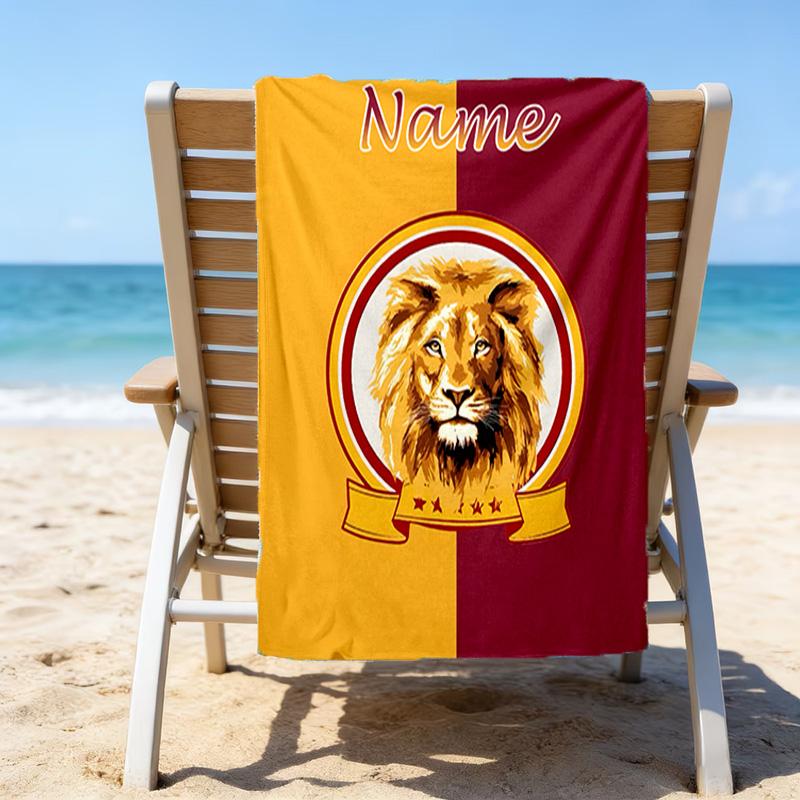 1pc Football6 Beach Towel with Custom Name, Beach/Swimming/Bath/Picnic/Camping Towel, Suitable for Seaside Beaches