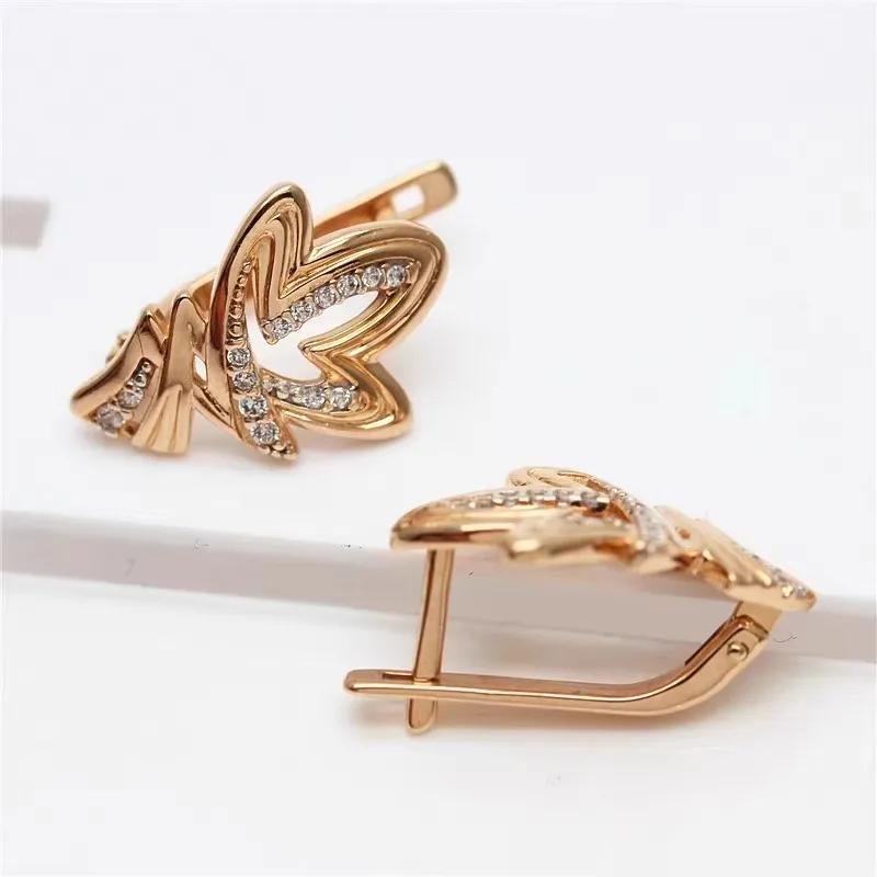 Charmantes boucles d'oreilles clous Fleur en cuivre plaqué or rose Classique Mode boucles d'oreilles pour femmes Banquet de mariage Zircon