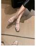 Summer 2025 Korean Fairy Square Toe Rhinestone Strap Transparent Chunky Heel Sandals for Women