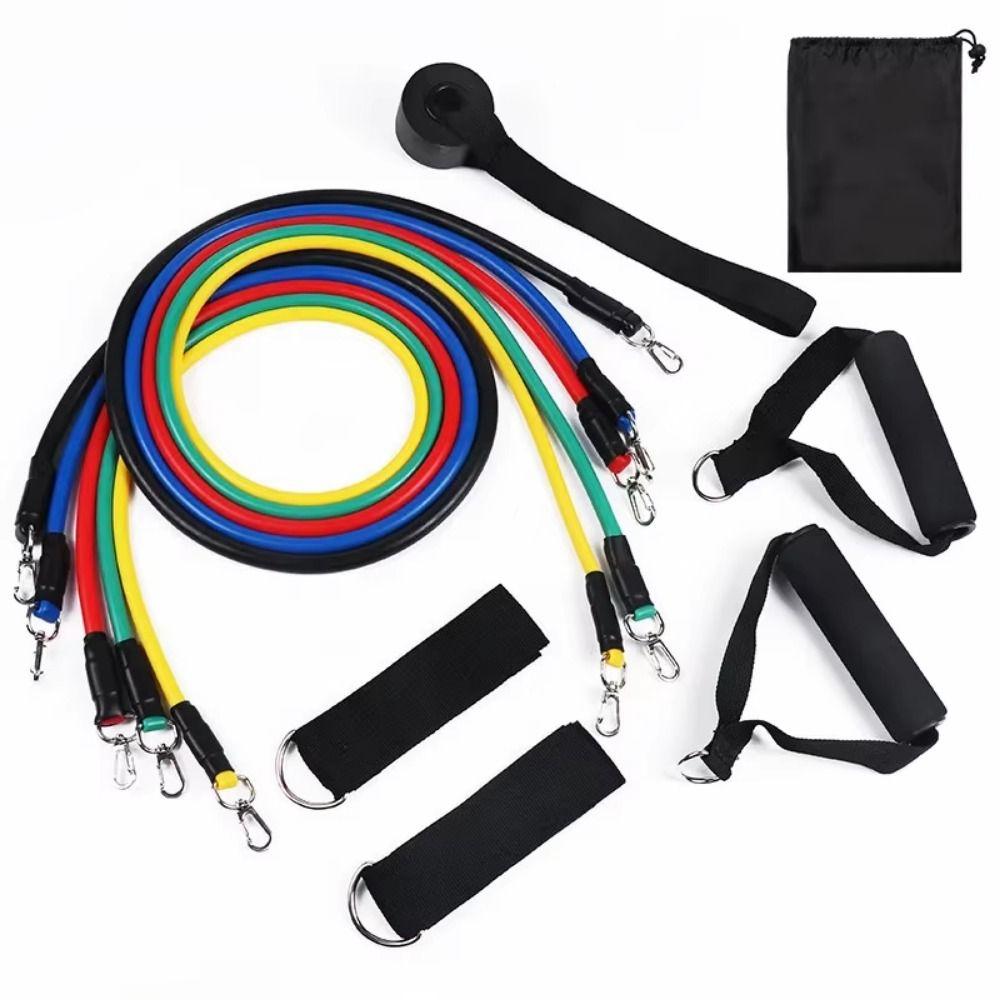 11Pcs/Set Anti-Break TPE Tension Rope Set Portable Pull Rope Set  Fitness Training