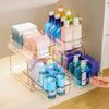2 Pack Clear Bathroom Organizers 2 Tier Pull Out Multi Purpose Plastic Drawer Storage for Under Sink Kitchen