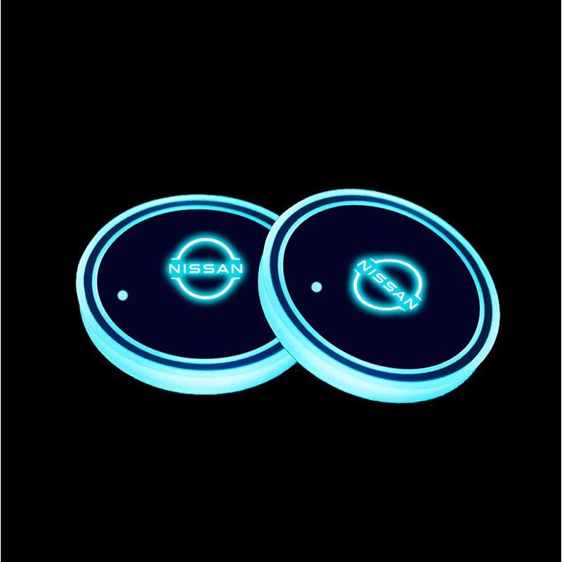 Car LED Water Cup Mat Drink Holder For Nissan Nismo Qashqai Juke X-Trail Patrol Note Leaf Altima Maxima Micra Murano Rogue Teana AGKLN1