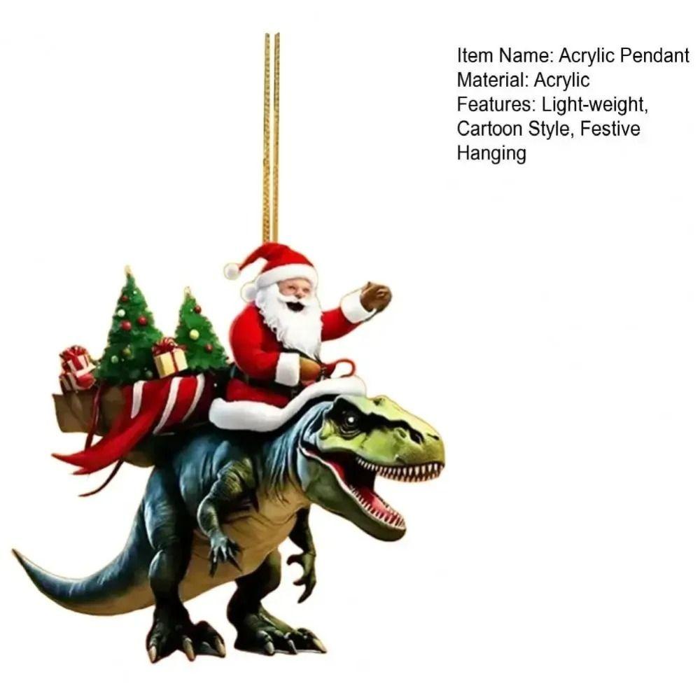 Acrylic Christmas Pendant 2D Dinosaur Ornament  for Christmas Tree Mantel Decor