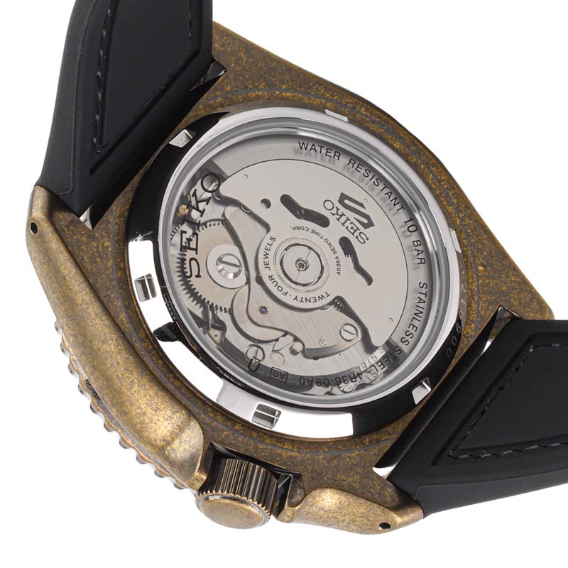 SEIKO 5 Mechanical Movement Artificial Leather Strap Watch Men's Watches Black Dial SRPE80K1
