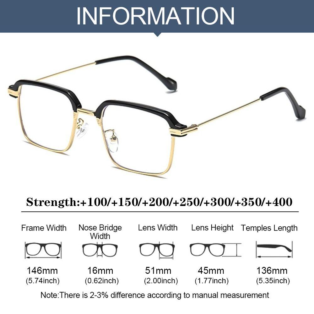 Anti-Blue Light Reading Glasses Fashion Classic Metal Half-frame Readers Eyewear Men Women Eye Protection Presbyopia Eyeglasses
