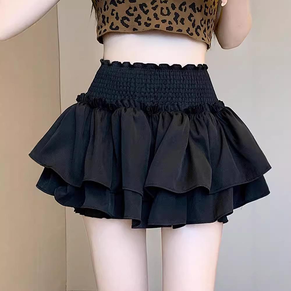 Women's Ballet-Style Puff Skort: Spring/Summer White Short Umbrella Skirt, Faux Two-Piece Design