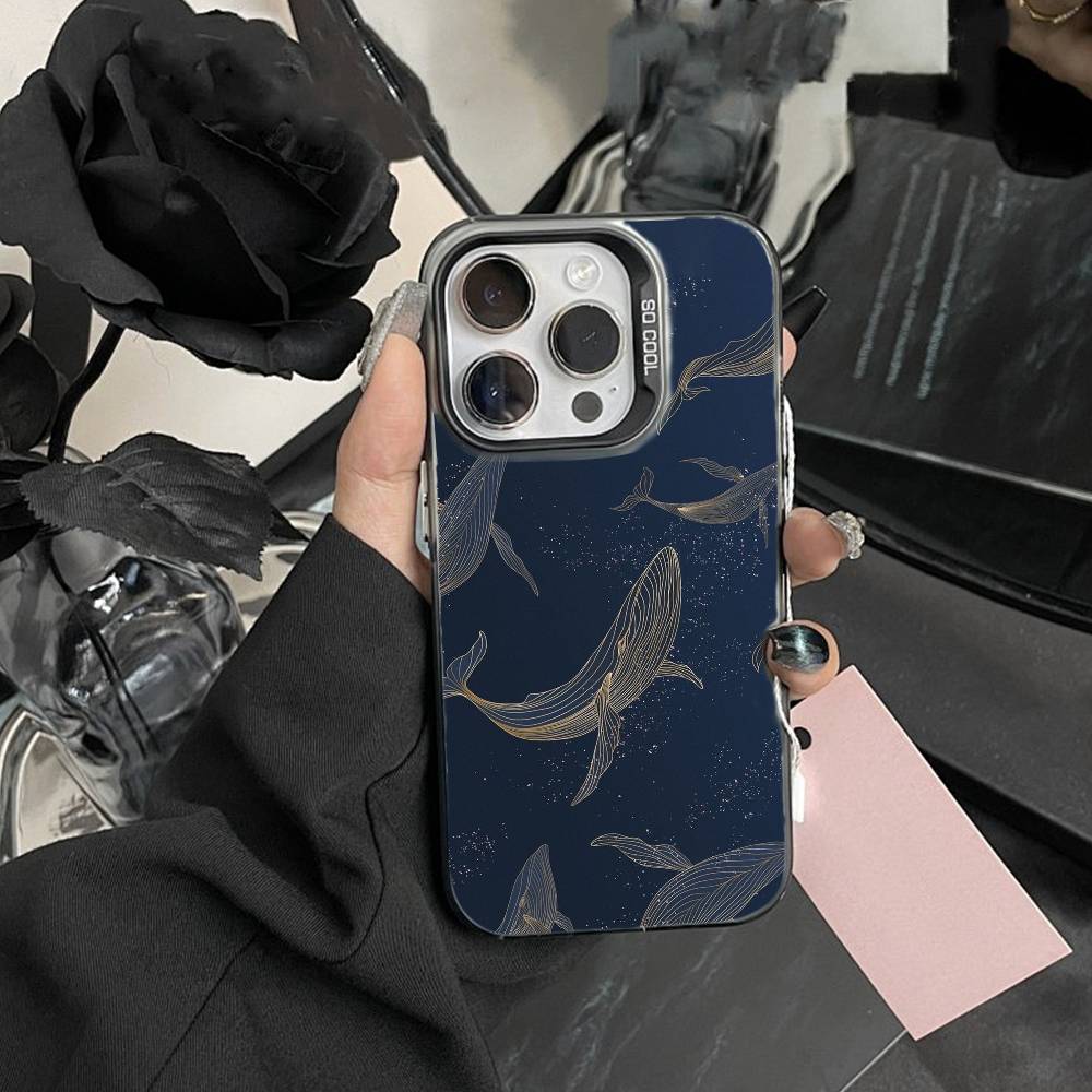 Whale Fall Phone Case For iPhone17, 16,15,14,13,12 Pro Max Black Candy Matte Shockproof Cover