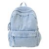 Zaino retrò in denim di grande capacità, borsa da scuola per studenti, zaino da donna