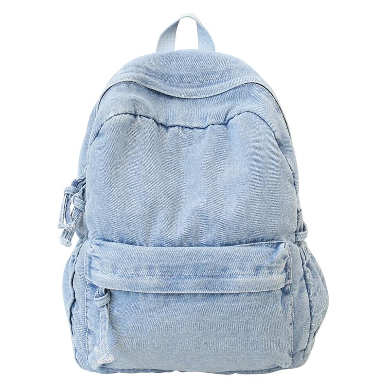 Zaino retrò in denim di grande capacità, borsa da scuola per studenti, zaino da donna