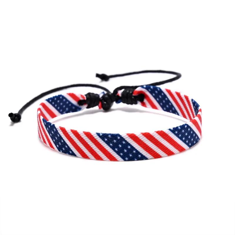 

American National Flag Bracelet For Women Men US The Stars And Stripes Adjustable Chain Bangle Couple Fashion USA Jewelry 1 Pc