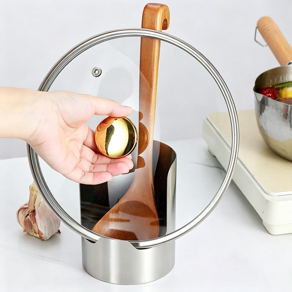 Pot Lid Organizer for Kitchen Counter Stainless Steel Pot Lid Rack Vertical Kitchen Utensil Holder Space-saving for Spatulas