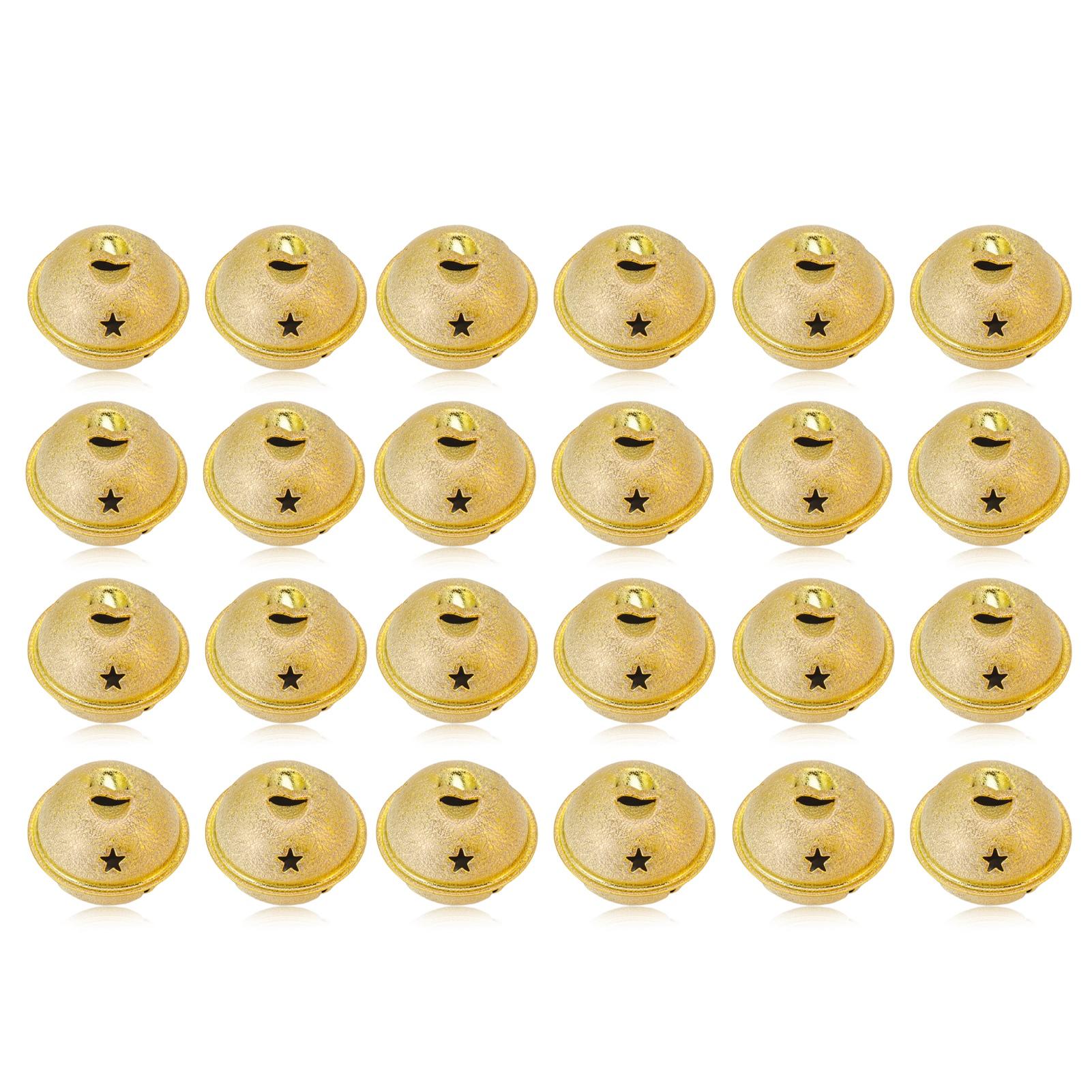 

24 шт. Рождественские колокольчики 40 мм, железная краска, выдолбленные, пентаграмма, рождественские матовые колокольчики, украшение жёлтый