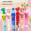 Adorable Cartoon 10-Color Press-Type Ballpoint Pen - Multicolor Diary & Stationery Pen for Students