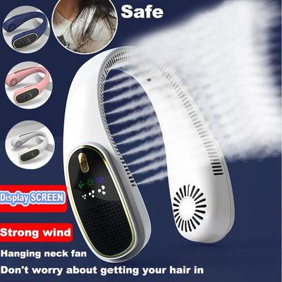 4000mah blattloser negativer Ionen-Kaltwind-Hängehalsventilator, USB-Digitalanzeige, tragbarer Luftkühler, Outdoor-Sportventilator, Klimaanlage