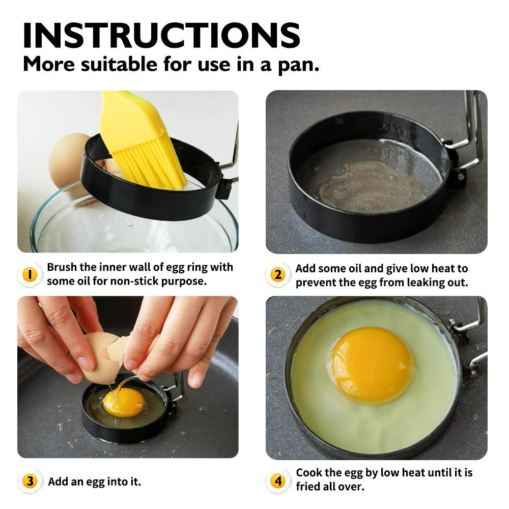 Fried Egg Mold Egg Circle Ring Mold Non-stick Round Omelet Model Cooking Breakfast Pan Egg Cooker Accessories Kitchen Tools