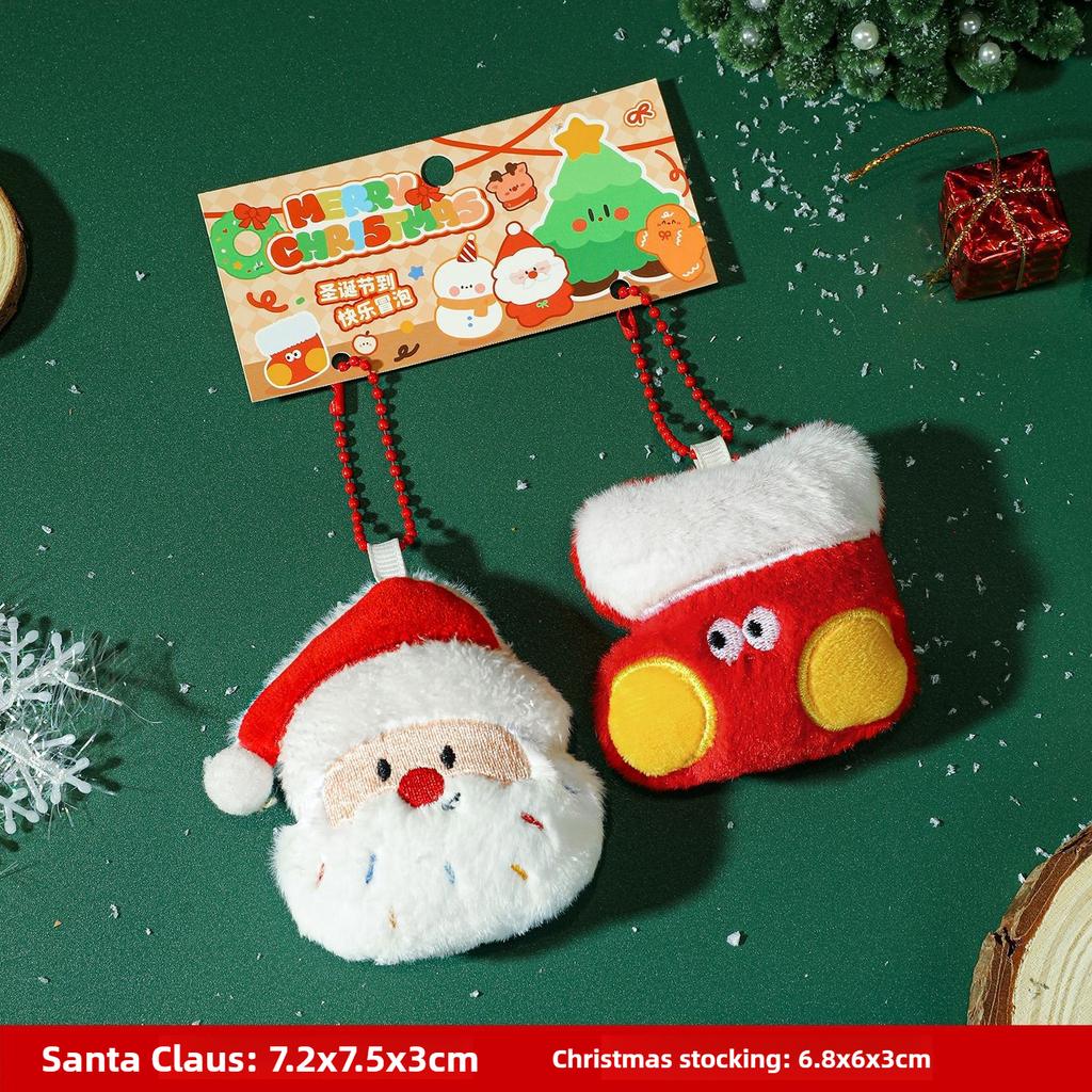 Cute Plush Toy Christmas Decoration Christmas Tree Pendants Santa Claus Cartoon Doll  Plush Keychain Xmas Party Ornament toys