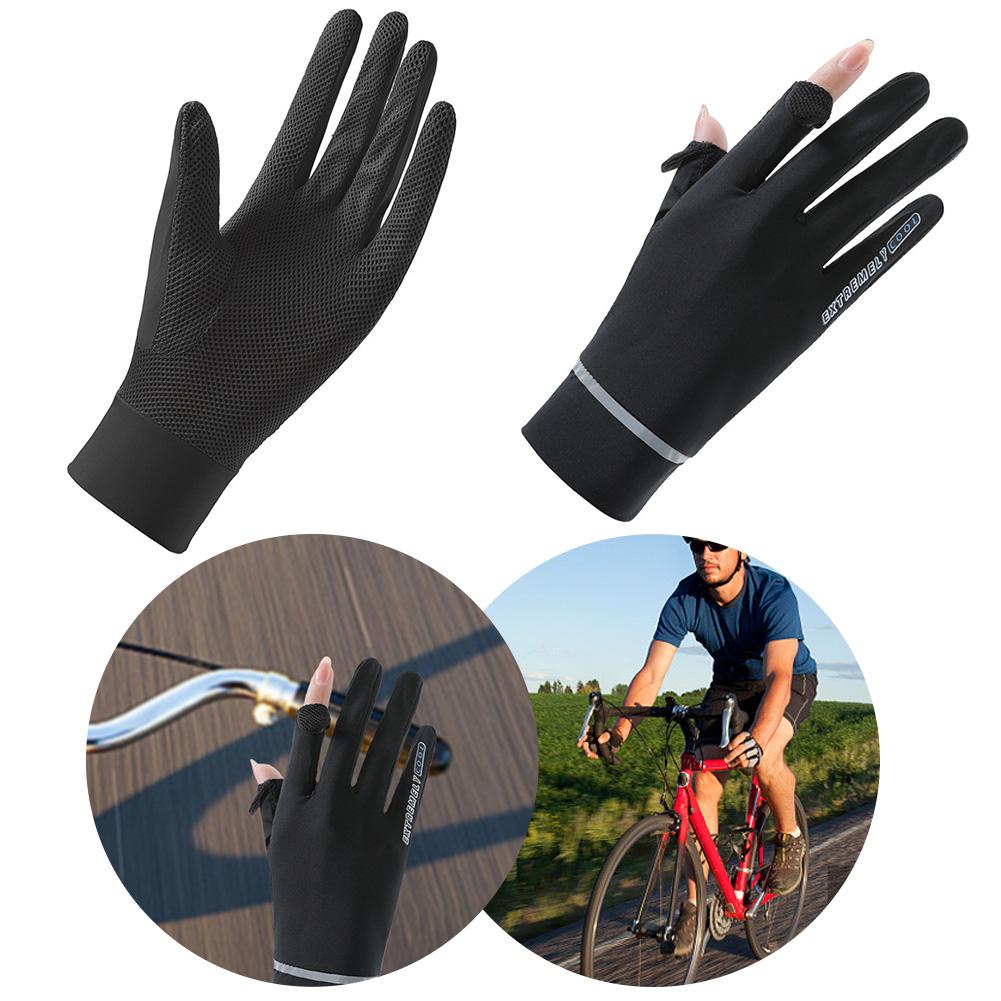 Lady Sunscreen Ice Silk Gloves Fishing Gloves Thin Motorcycle Gloves Breathable for Golf Driving Riding Fishing Hiking for Women