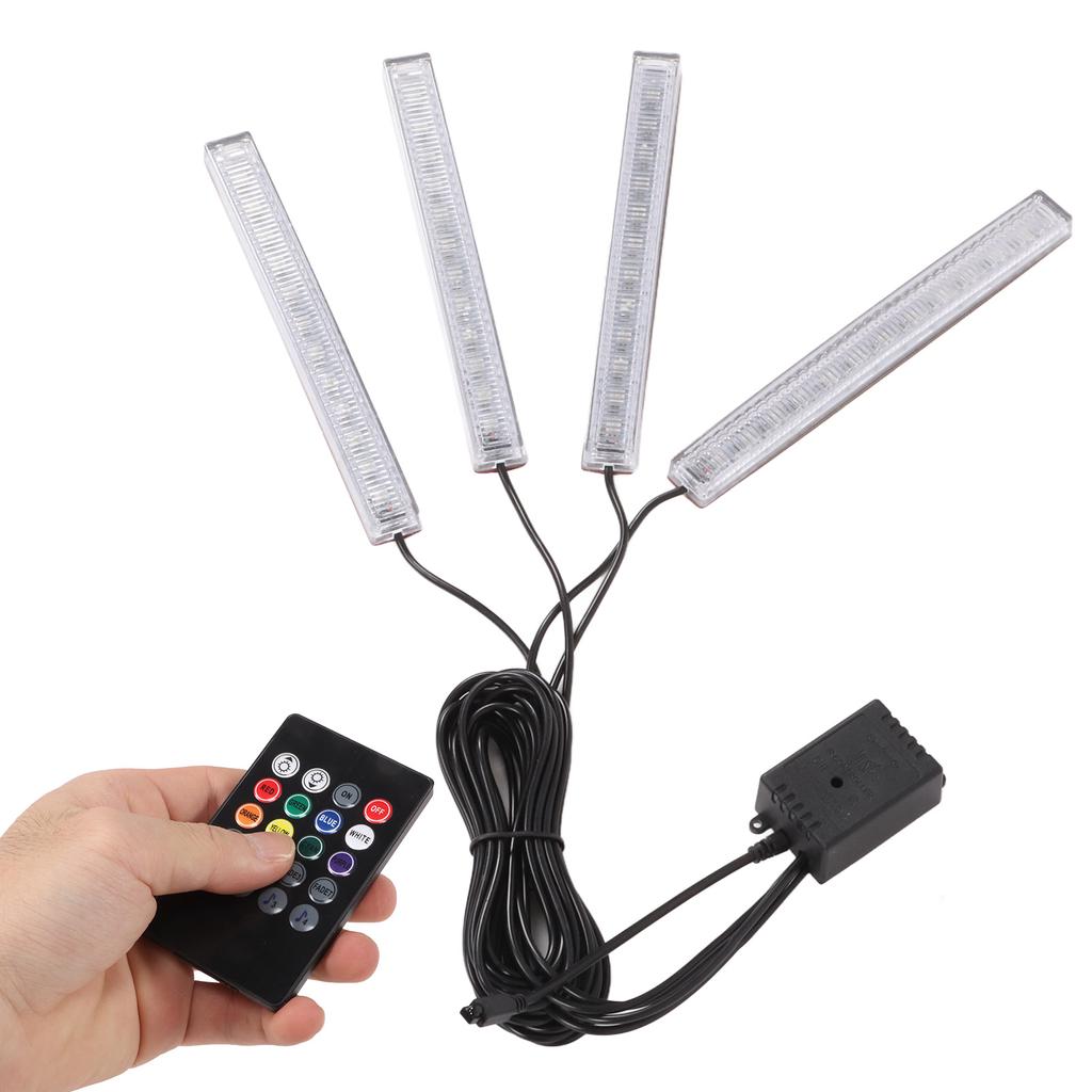 Interior Car Ambient Light 4 Lines Multifunction Microphone Universal Colorful Car Sole LED Lamp