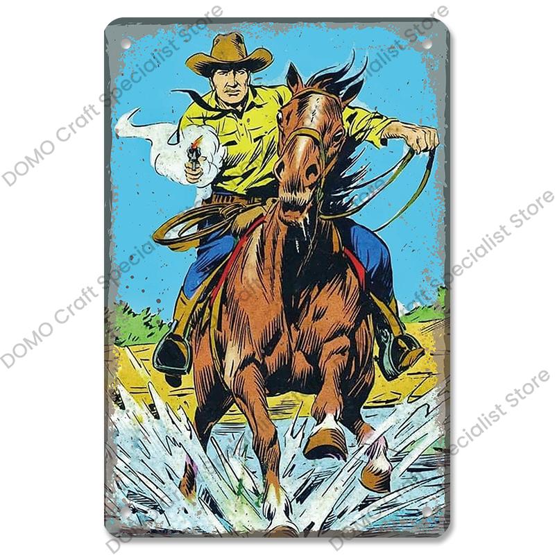 Western Cowboys Vintage Poster Metal Tin Signs Lone Ranger Horse Retro Metal Plate Wall Decor for Jockey Club Pub Man Cave