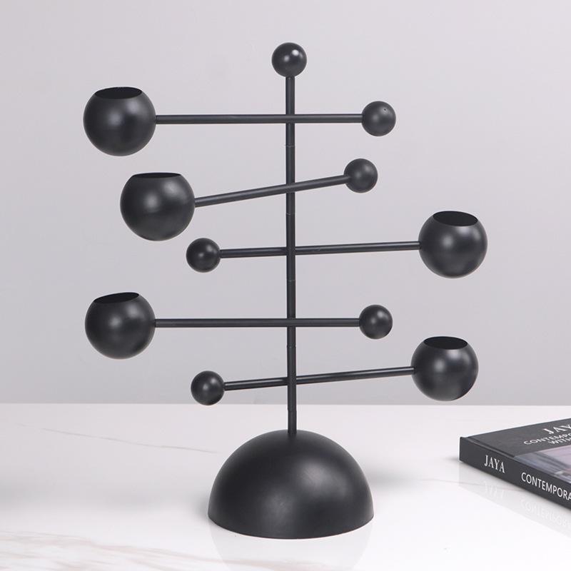Metal Handicraft Geometric Candle Holder Rotate Candelabrum Black Candlestick Home Decoration Accessories Candle Stick Holder