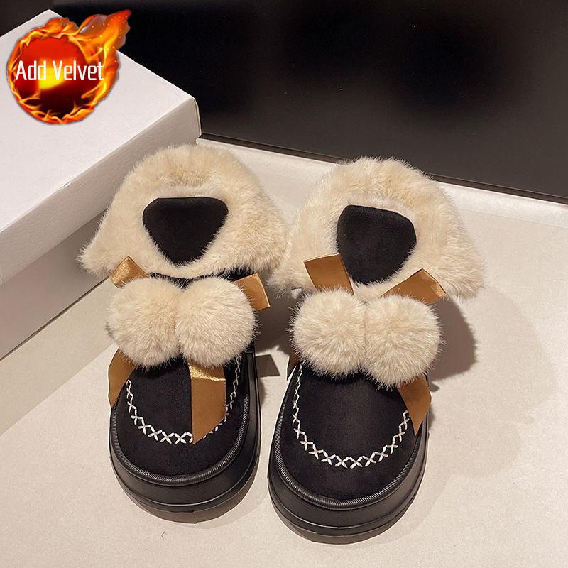 

Fashion Furry Cotton Round Toe Snow Boots for Women Height Increasing Work Hot Padded Winter Waterproof Non Slip Footwear Woman Shoes 41