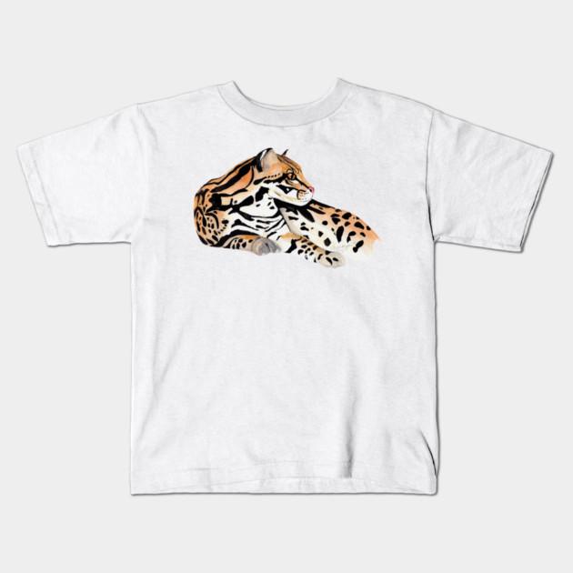 Boys Girls Soft Cotton Graphic Tees Ocelot Breathable Daily School Wear Kids T-Shirts
