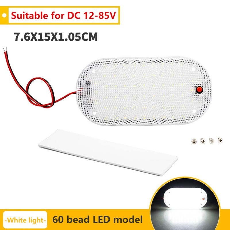 60Led 12V-85V Led Car Vehicle Dome Roof Ceiling Reading Lamp Interior Roof Lights Car Forklift High Brightness Cabin Light Strip Onesize