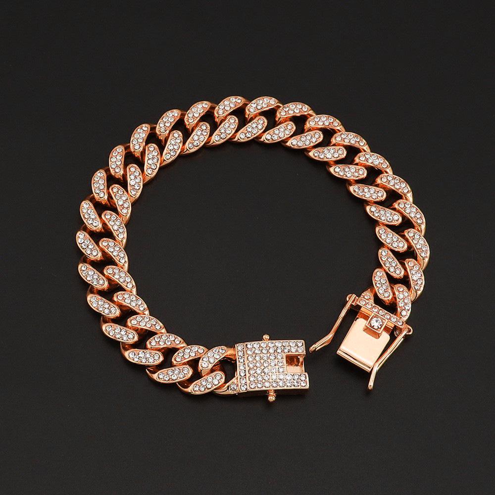 Hip-Hop Style Cuban Chain Clavicle Necklace with Diamond-Studded Butterfly Buckle – Trendy and Dazzling Personality Accessories